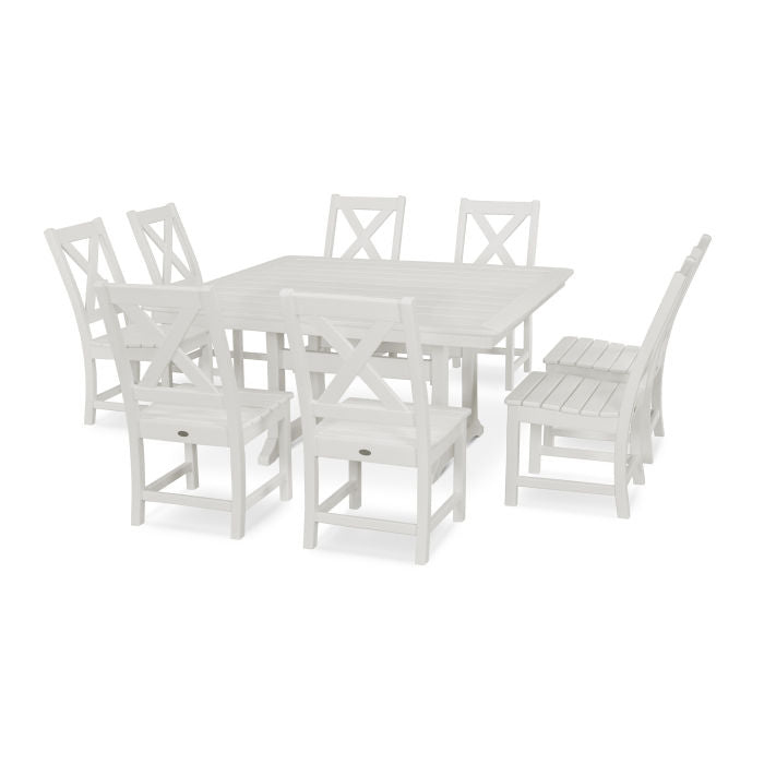 Braxton 9-Piece Nautical Trestle Dining Set in Vintage Finish