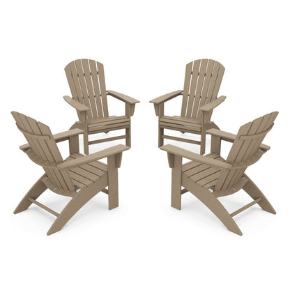 4-Piece Nautical Curveback Adirondack Chair Conversation Set in Vintage Finish