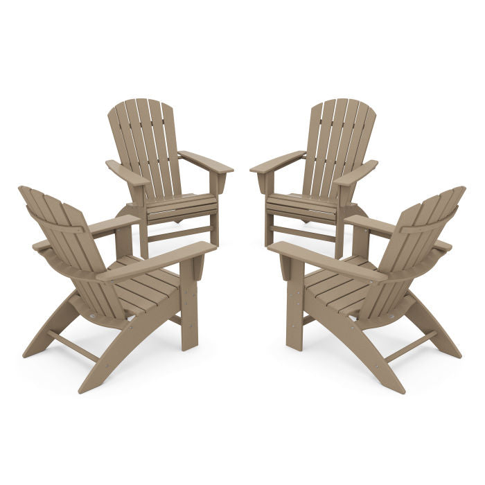 4-Piece Nautical Curveback Adirondack Chair Conversation Set in Vintage Finish