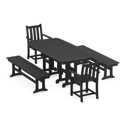 Traditional Garden 5-Piece Dining Set with Benches