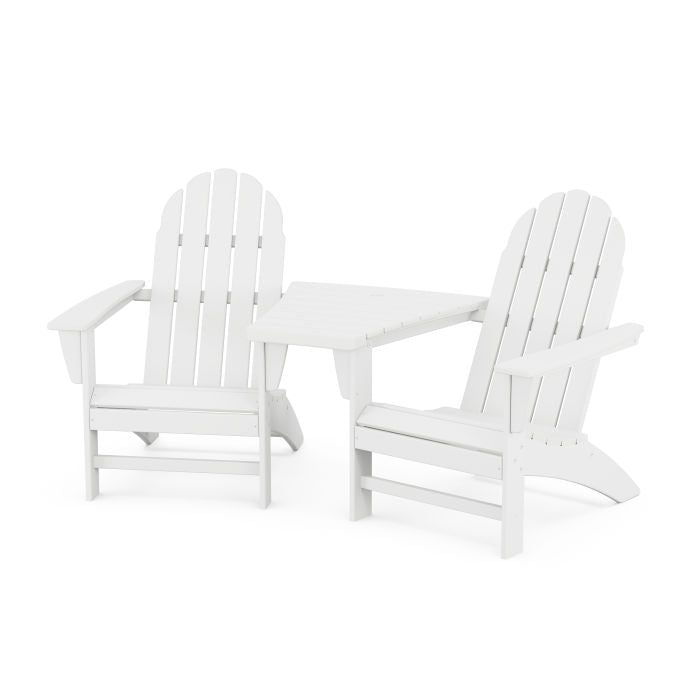 Vineyard 3-Piece Adirondack Set with Angled Connecting Table