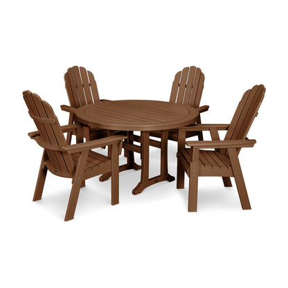 Vineyard Curveback Adirondack 5-Piece Nautical Trestle Dining Set