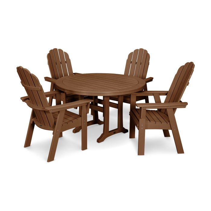 Vineyard Curveback Adirondack 5-Piece Nautical Trestle Dining Set