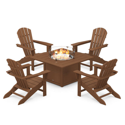 Palm Coast 5-Piece Adirondack Chair Conversation Set with Fire Pit Table