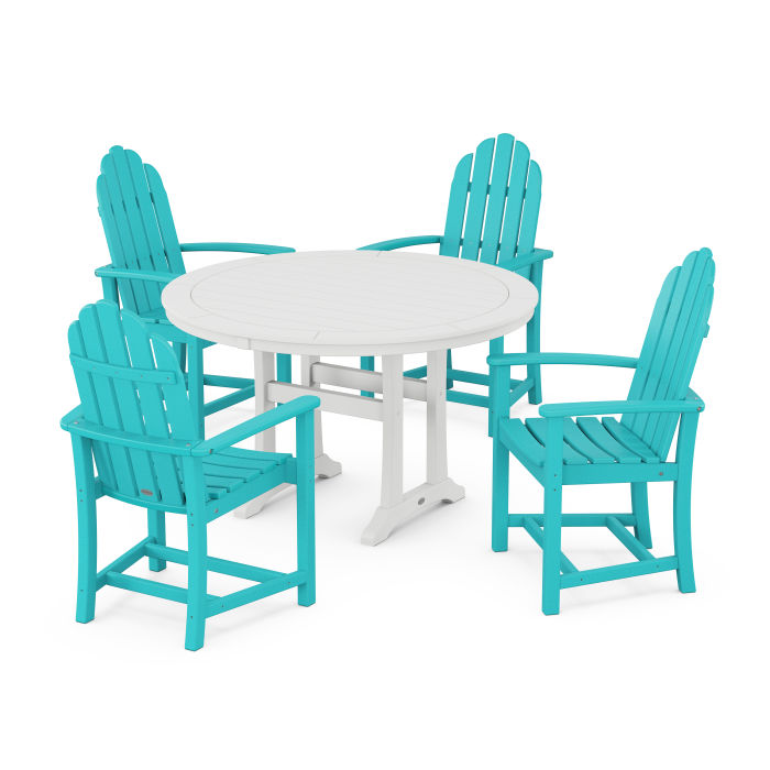 Classic Adirondack 5-Piece Round Dining Set with Trestle Legs