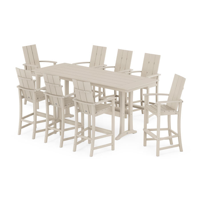 Modern Adirondack 9-Piece Farmhouse Bar Set with Trestle Legs