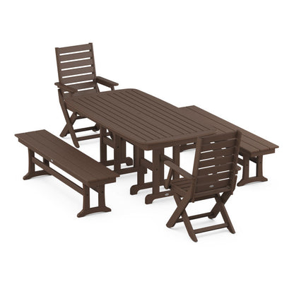 Captain 5-Piece Dining Set with Benches