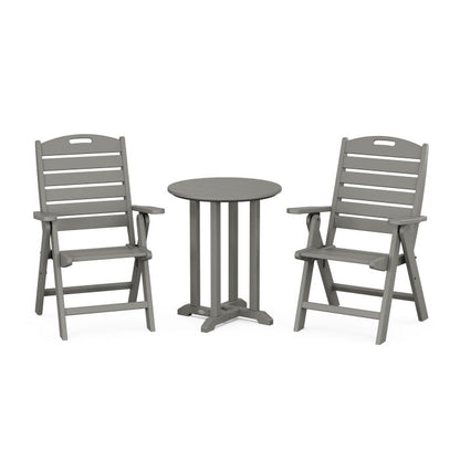 Nautical Folding Highback Chair 3-Piece Round Dining Set