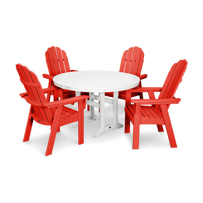 Vineyard Curveback Adirondack 5-Piece Nautical Trestle Dining Set