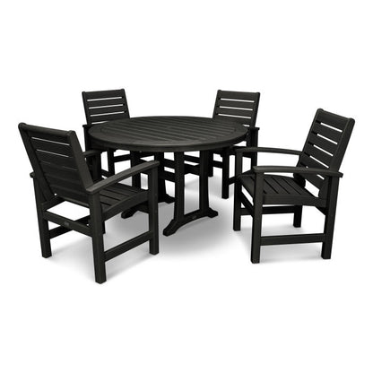 Signature 5-Piece Round Dining Set with Trestle Legs