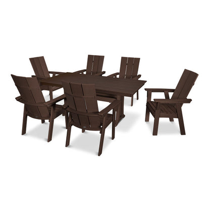 Modern Curveback Adirondack 7-Piece Farmhouse Dining Set with Trestle Legs