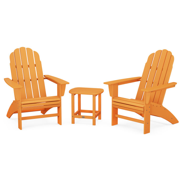 Vineyard 3-Piece Curveback Adirondack Set with South Beach 18" Side Table