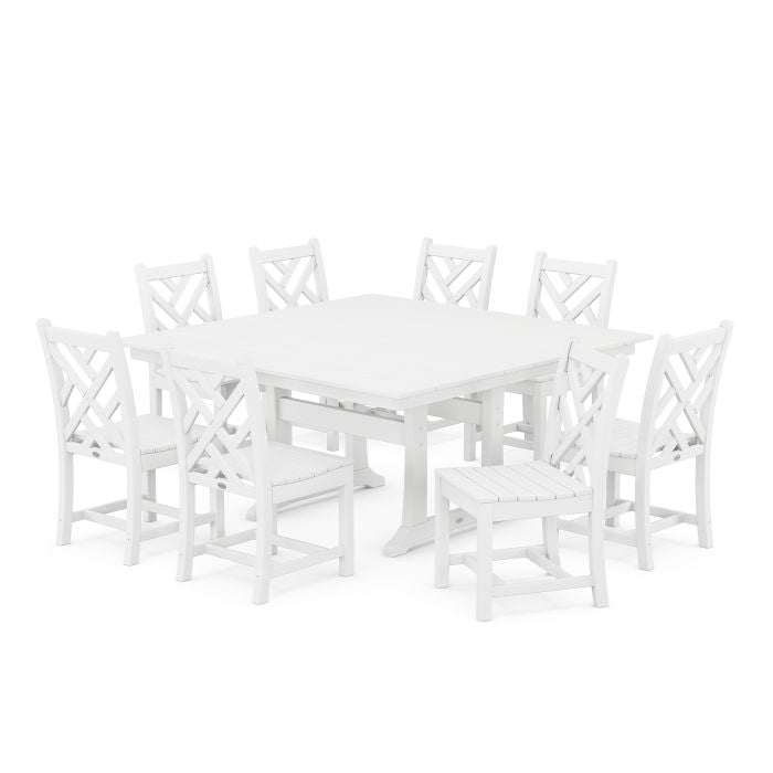 Chippendale 9-Piece Farmhouse Trestle Dining Set