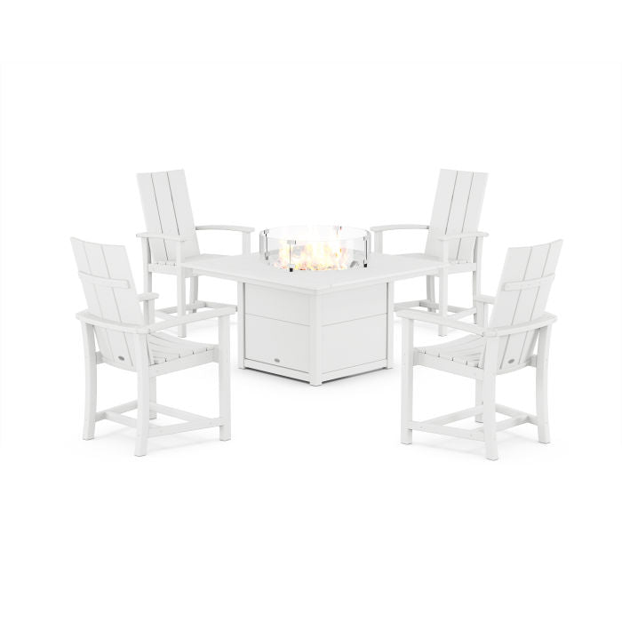 Modern 4-Piece Upright Adirondack Conversation Set with Fire Pit Table