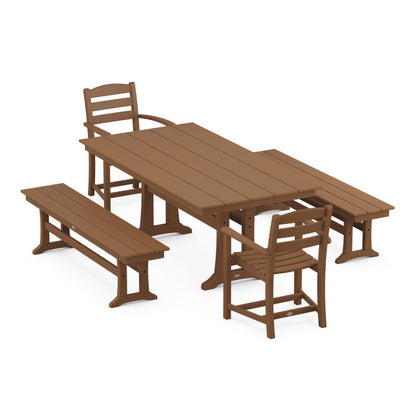 La Casa Cafe 5-Piece Farmhouse Dining Set With Trestle Legs