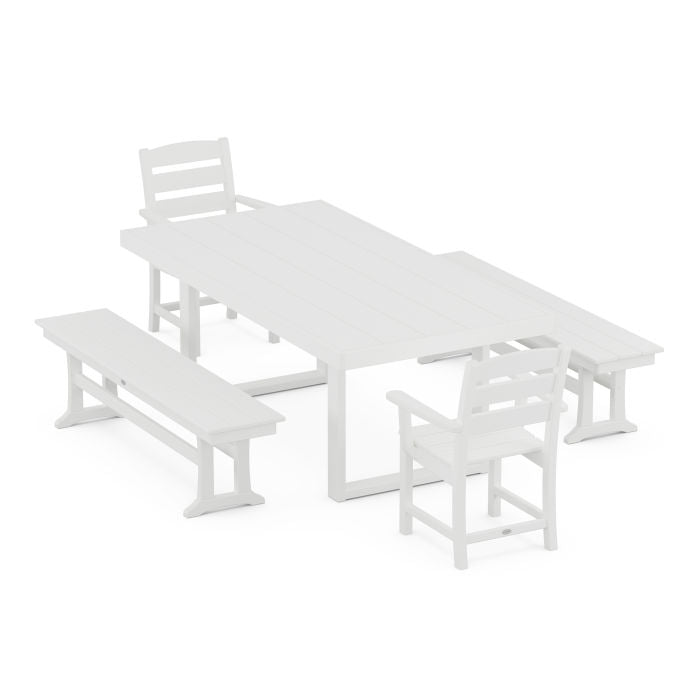 Lakeside 5-Piece Dining Set with Benches