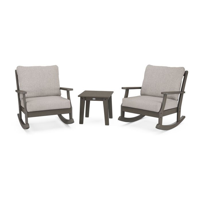 Braxton 3-Piece Deep Seating Rocker Set in Vintage Finish