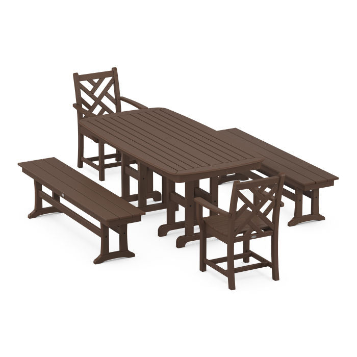 Chippendale 5-Piece Dining Set with Benches