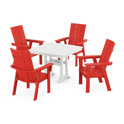 Modern Adirondack 5-Piece Dining Set with Trestle Legs