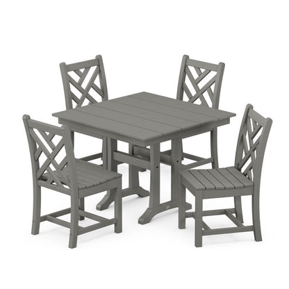 Chippendale 5-Piece Farmhouse Trestle Side Chair Dining Set