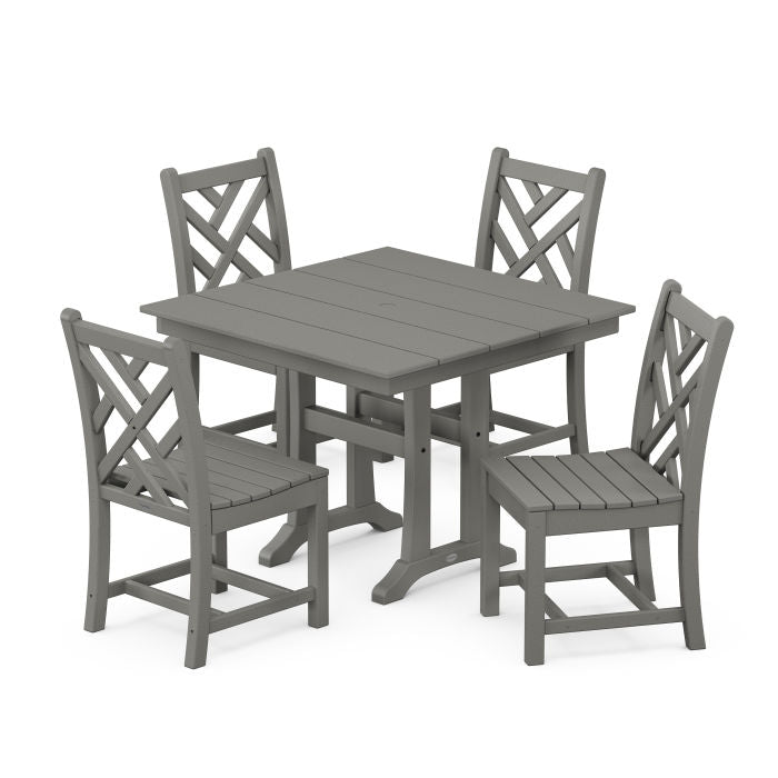 Chippendale 5-Piece Farmhouse Trestle Side Chair Dining Set