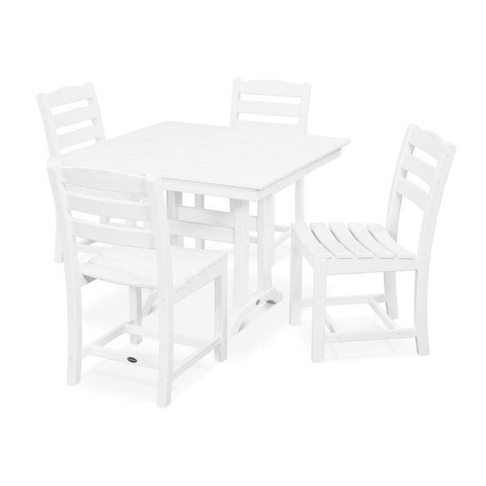 La Casa Café 5-Piece Farmhouse Trestle Side Chair Dining Set