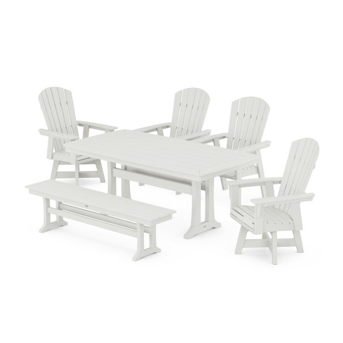 Nautical Adirondack Swivel 6-Piece Dining Set with Trestle Legs in Vintage Finish