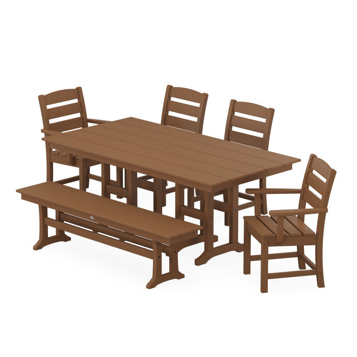 Lakeside 6-Piece Farmhouse Dining Set with Bench