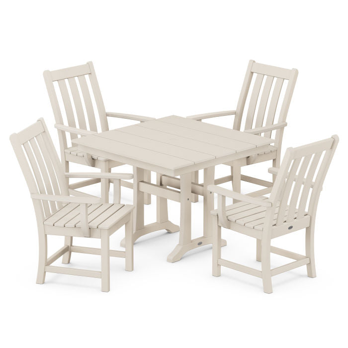 Vineyard 5-Piece Farmhouse Trestle Arm Chair Dining Set
