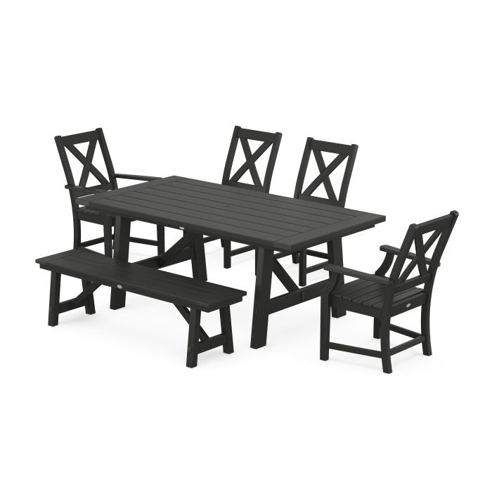 Braxton 6-Piece Rustic Farmhouse Dining Set With Trestle Legs