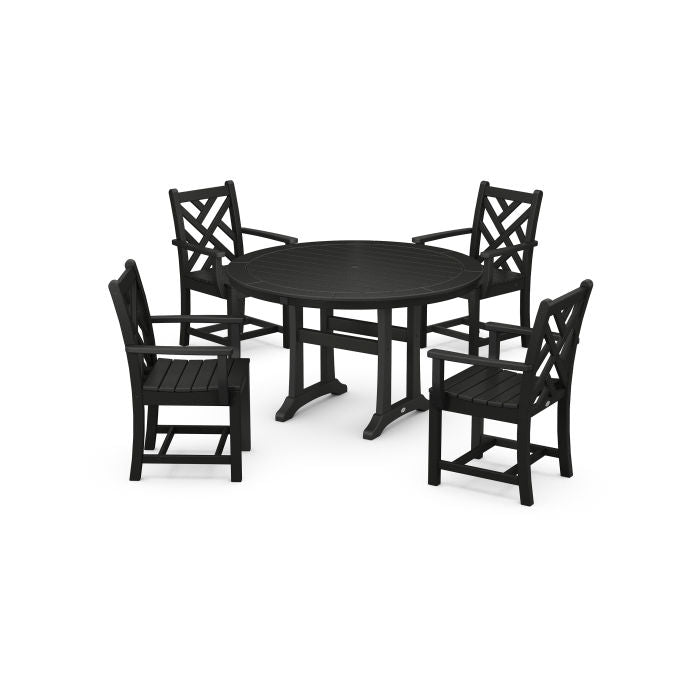 Chippendale 5-Piece Nautical Trestle Dining Arm Chair Set