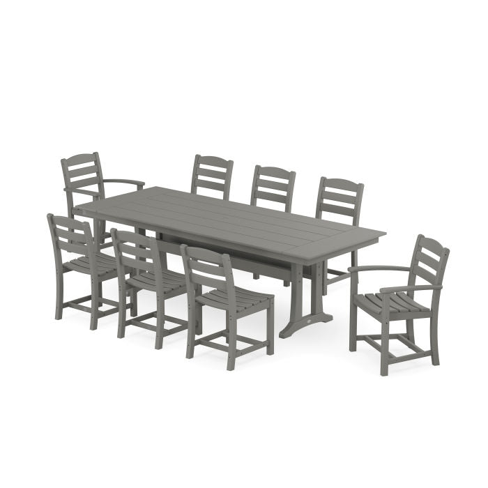 La Casa Café 9-Piece Farmhouse Dining Set with Trestle Legs