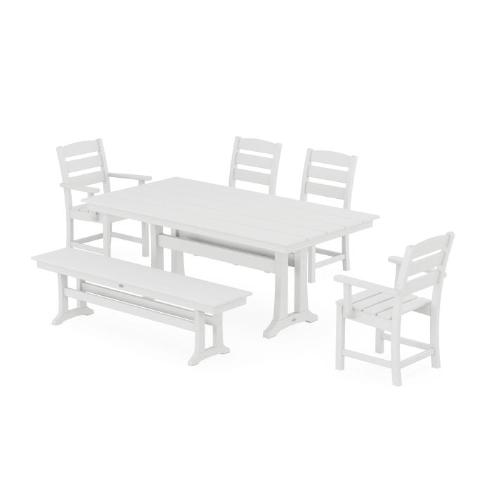 Lakeside 6-Piece Farmhouse Dining Set With Trestle Legs