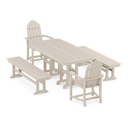 Classic Adirondack 5-Piece Dining Set with Benches