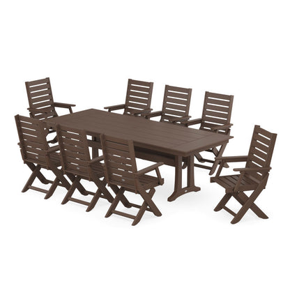 Captain 9-Piece Farmhouse Dining Set with Trestle Legs