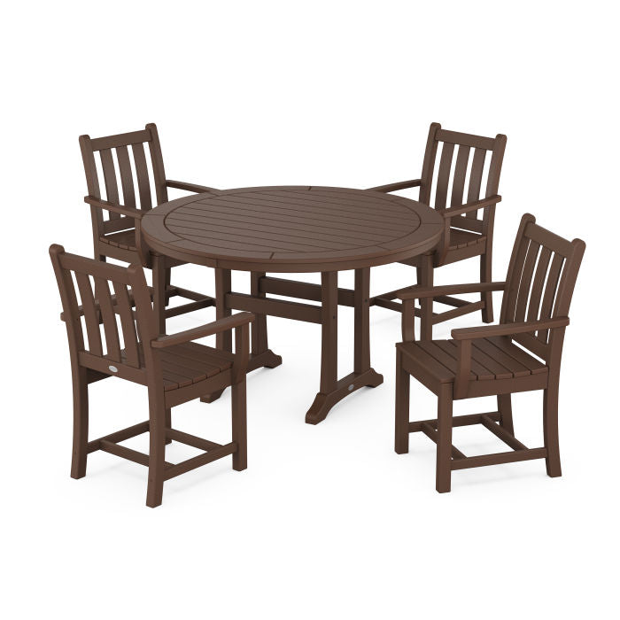 Traditional Garden 5-Piece Round Dining Set with Trestle Legs