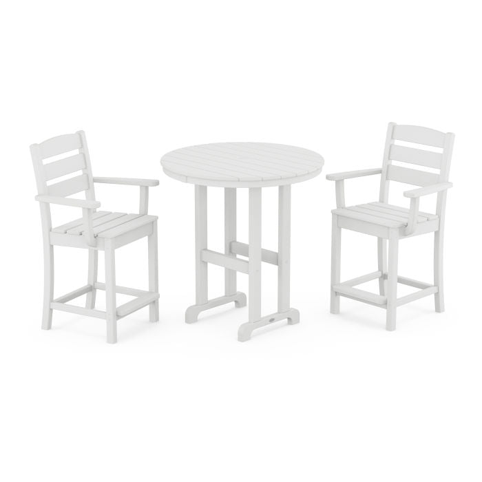 Lakeside 3-Piece Round Farmhouse Arm Chair Counter Set