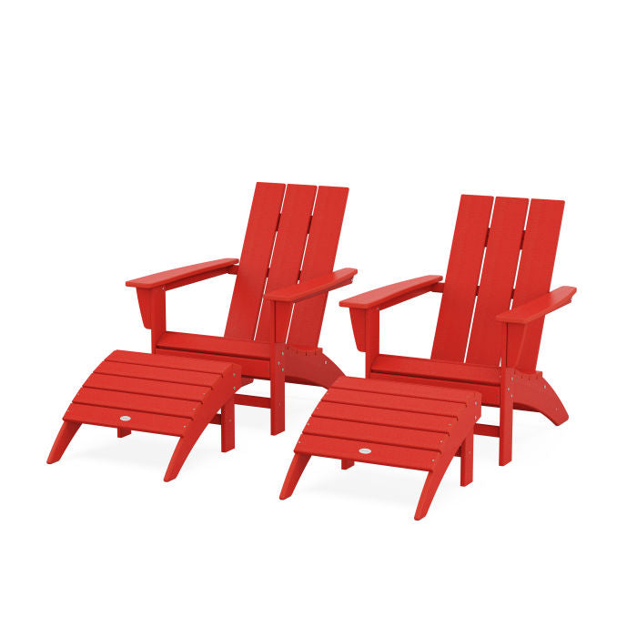 Modern Adirondack Chair 4-Piece Set with Ottomans