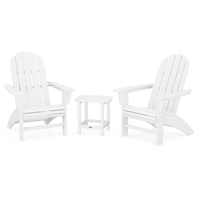 Vineyard 3-Piece Curveback Adirondack Set with South Beach 18" Side Table