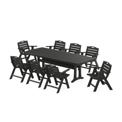 Nautical Lowback 9-Piece Dining Set with Trestle Legs