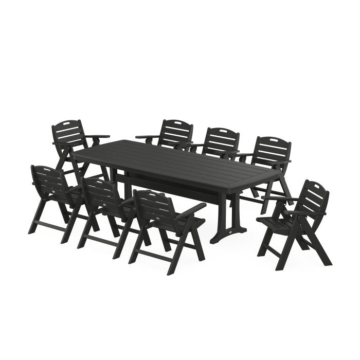 Nautical Lowback 9-Piece Dining Set with Trestle Legs