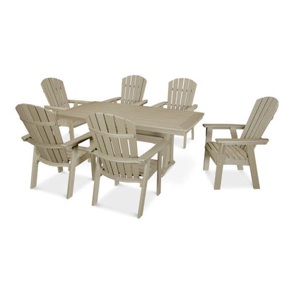 Nautical Curveback Adirondack 7-Piece Dining Set with Trestle Legs in Vintage Finish