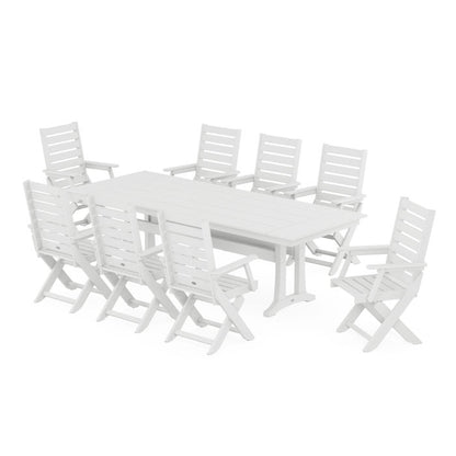 Captain 9-Piece Farmhouse Dining Set with Trestle Legs