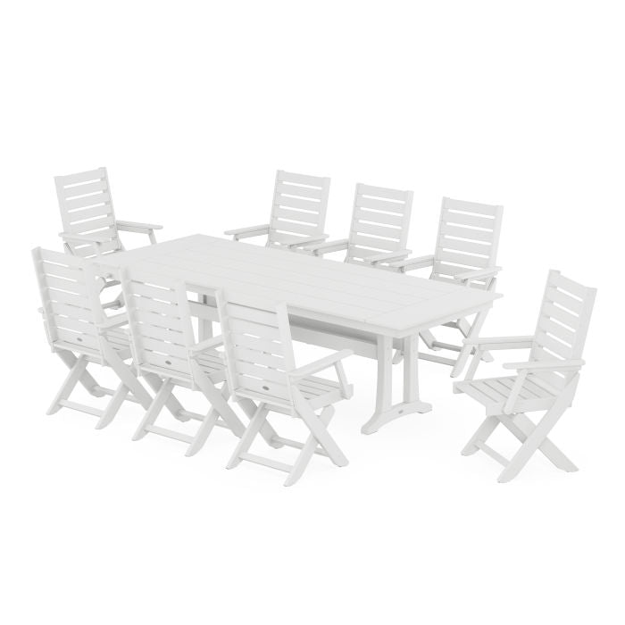 Captain 9-Piece Farmhouse Dining Set with Trestle Legs