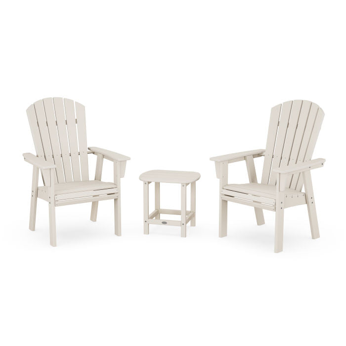 Nautical 3-Piece Curveback Upright Adirondack Chair Set