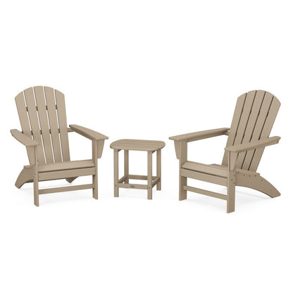 Nautical 3-Piece Adirondack Set with South Beach 18" Side Table in Vintage Finish