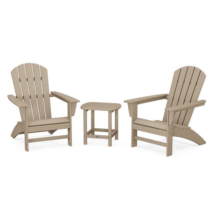 Nautical 3-Piece Adirondack Set with South Beach 18" Side Table in Vintage Finish