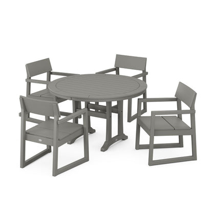 EDGE 5-Piece Round Dining Set with Trestle Legs