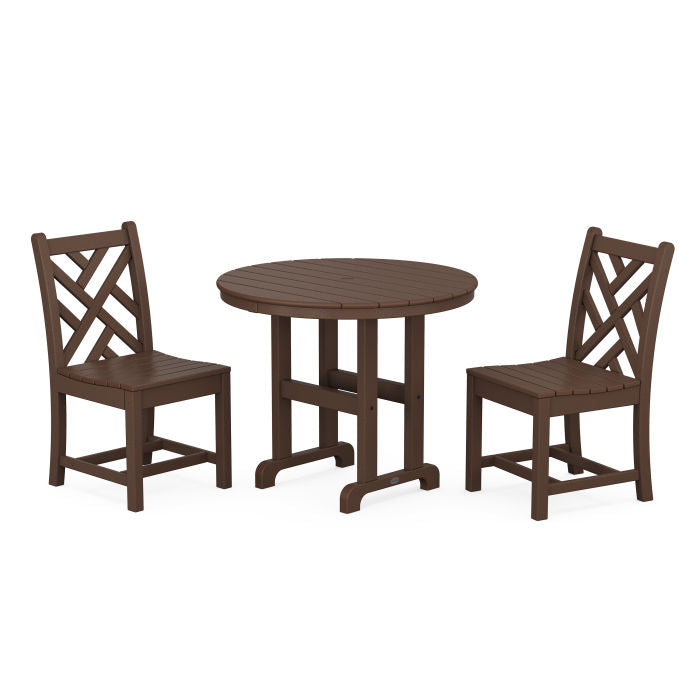 Chippendale Side Chair 3-Piece Round Dining Set