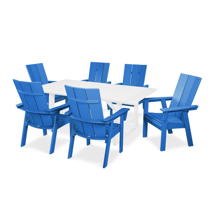 Modern Curveback Adirondack 7-Piece Rustic Farmhouse Dining Set